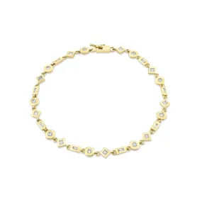 0.88ctw Diamond Mixed Shape Bezel Tennis Bracelet