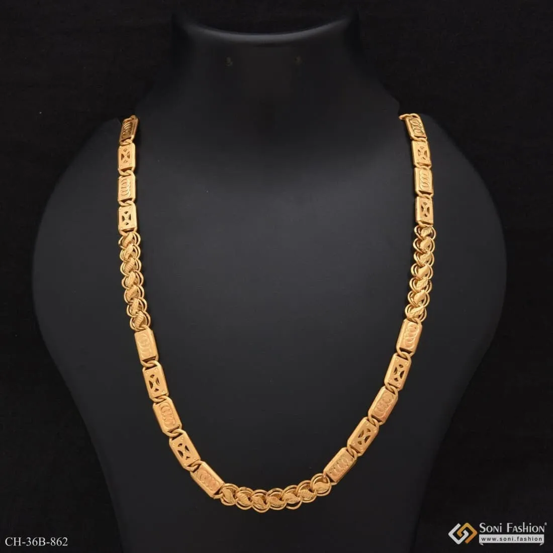 1 Gram Gold Forming Nawabi Kohli Sophisticated Design Chain For Men - Style B862