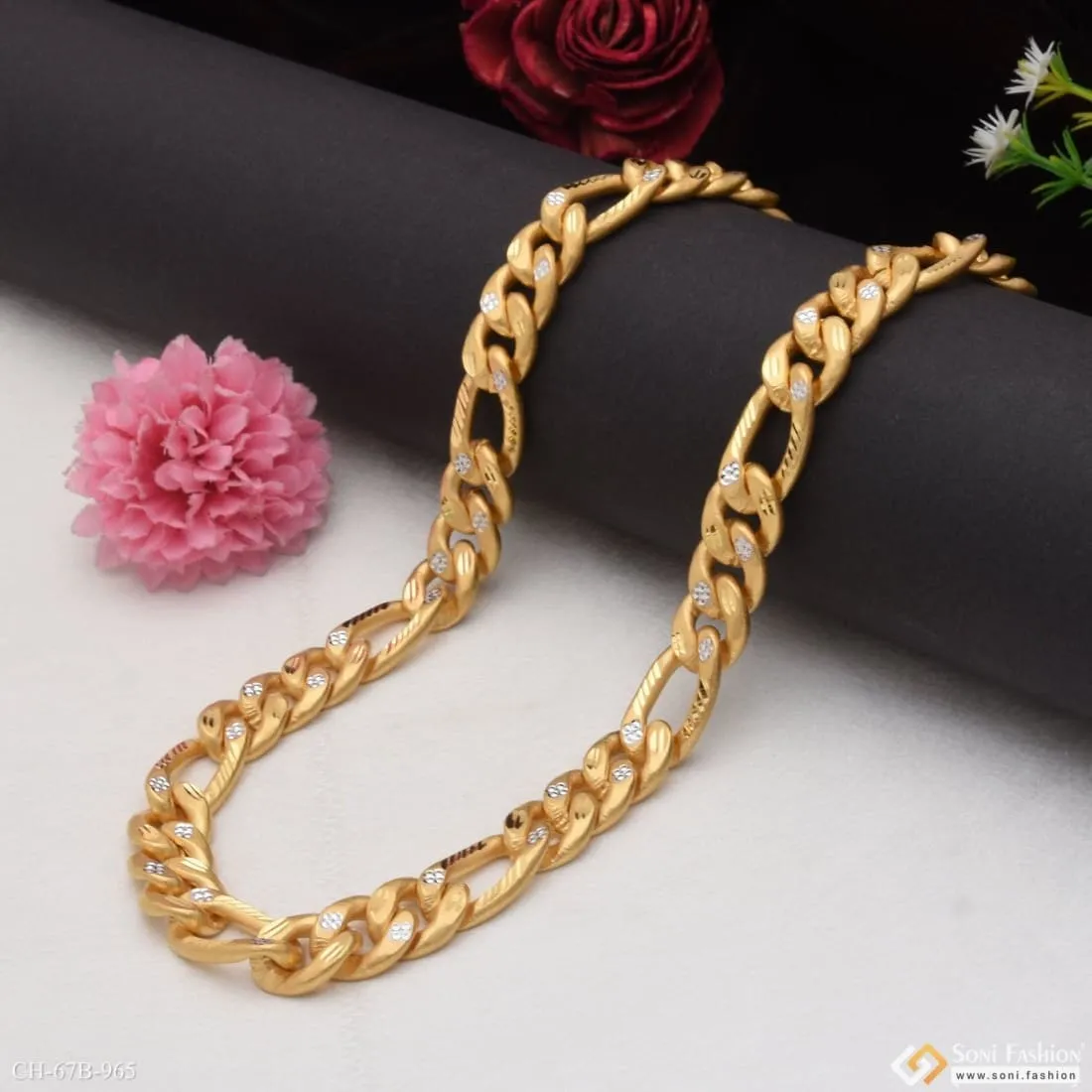 1 Gram Gold Forming Superior Quality High-Class Design Chain for Men - Style B965