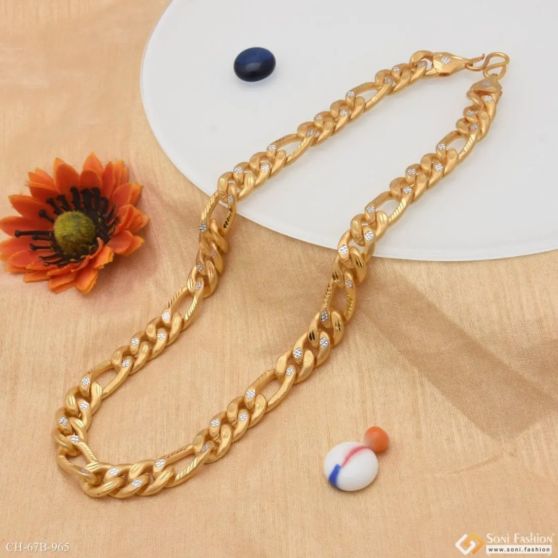 1 Gram Gold Forming Superior Quality High-Class Design Chain for Men - Style B965