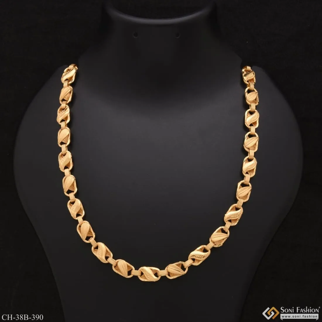 1 Gram Gold - Kohli with Leaf Sophisticated Design Gold Plated Chain - Style B390