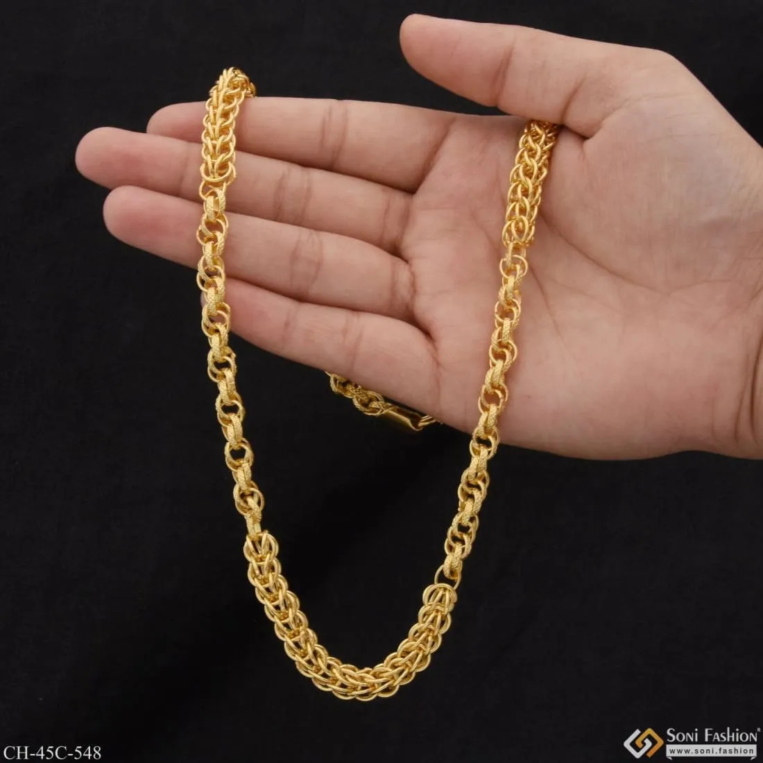 1 Gram Gold Plated 2 In 1 Rajwadi Glittering Design Chain for Men - Style C548