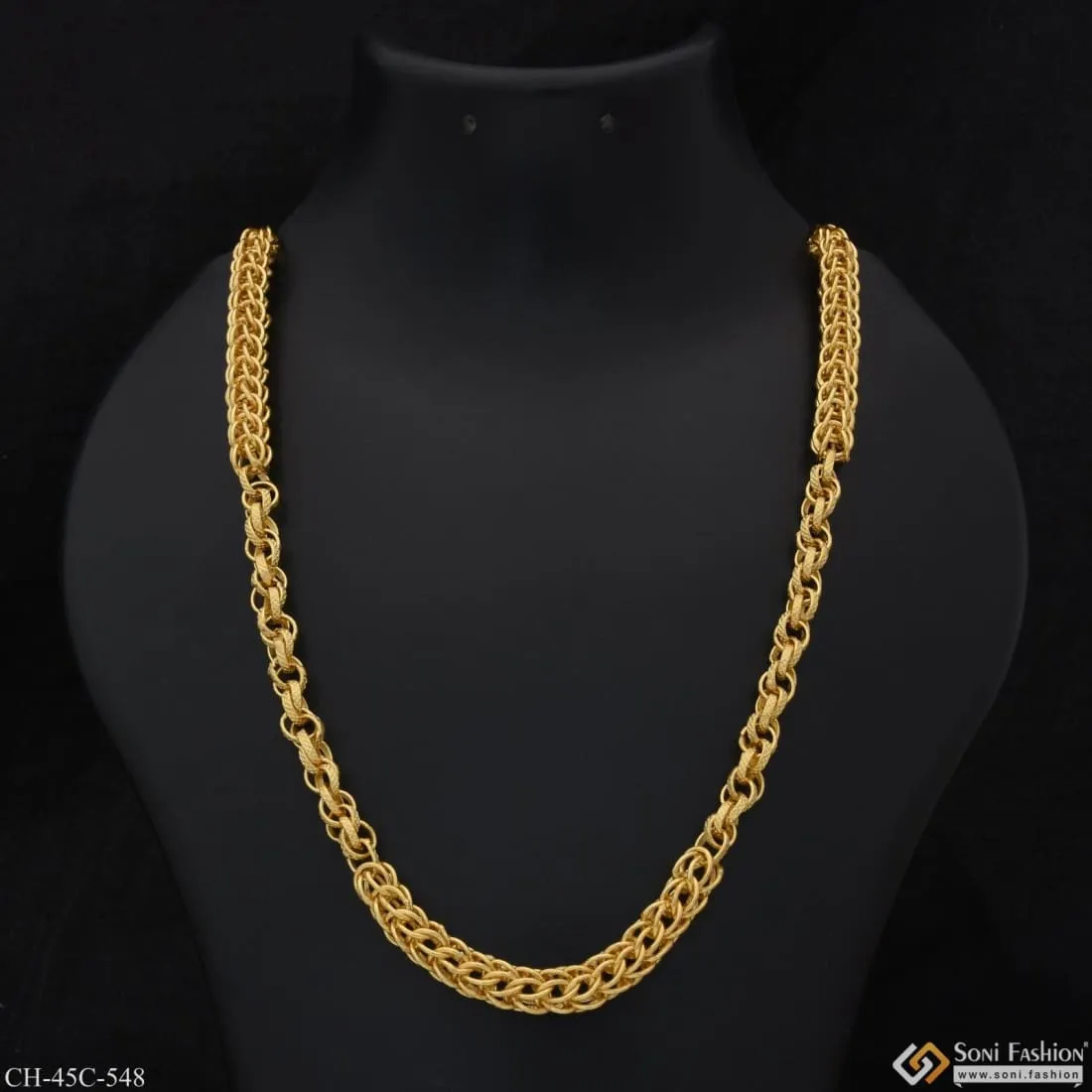 1 Gram Gold Plated 2 In 1 Rajwadi Glittering Design Chain for Men - Style C548