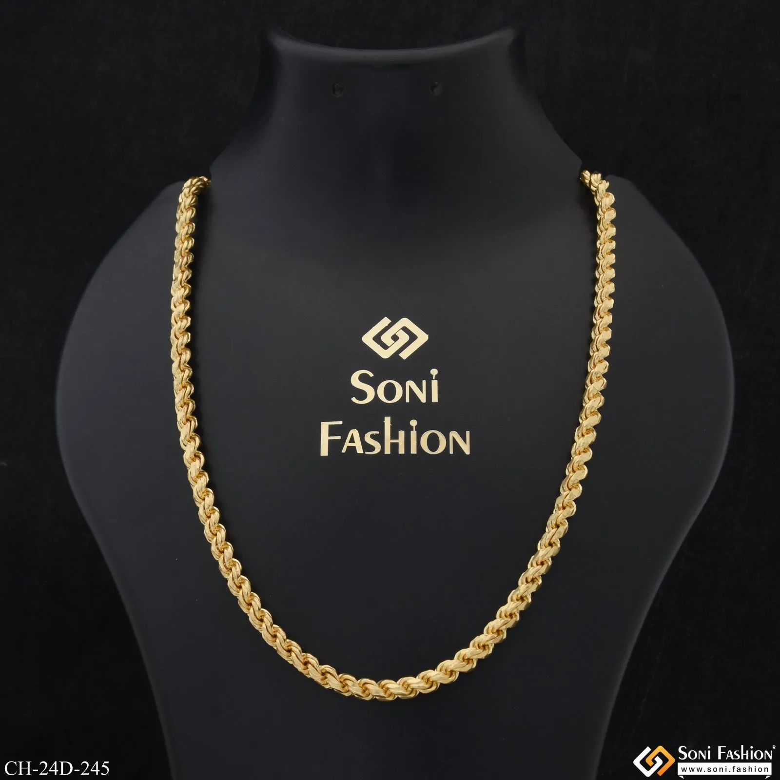 1 Gram Gold Plated Classic Design Superior Quality Chain for Men - Style D245