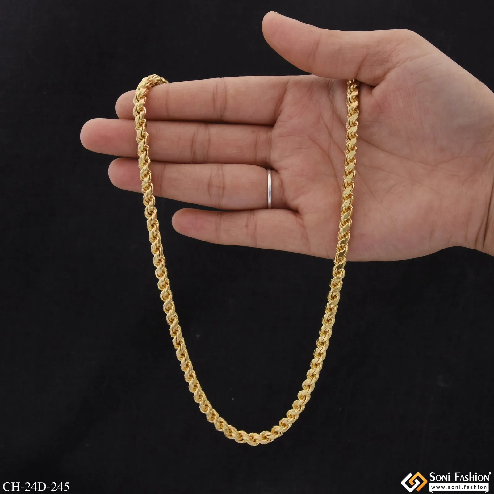 1 Gram Gold Plated Classic Design Superior Quality Chain for Men - Style D245