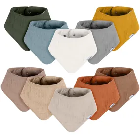 10-Pack Baby Neutral Multi Browns Muslin Bandana Bibs