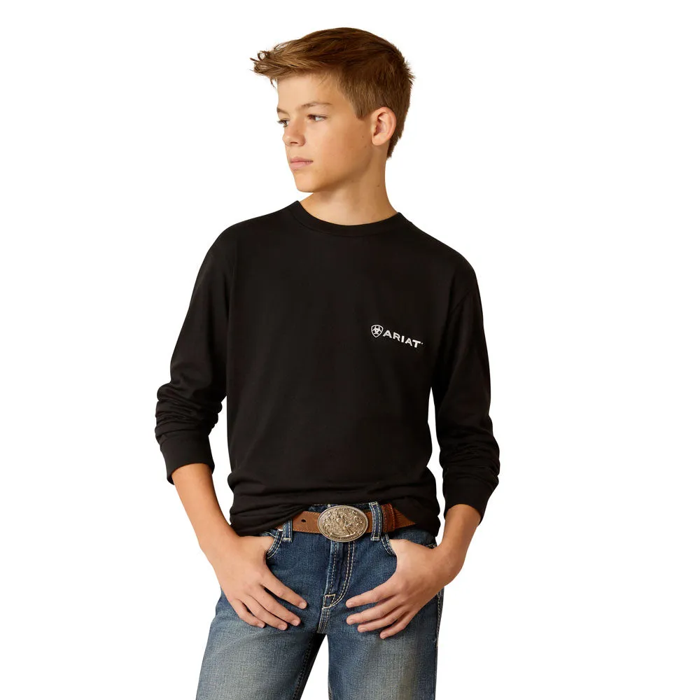 10052040 Ariat Boys' Ariat Lotf Camo Shield Long Sleeve T-Shirt - Black