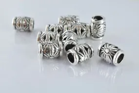 10x7mm Sunflower Antique Silver Metal Beads, Sold by 1 pack of 10pcs, 3mm hole opening, 1mm bead thickness