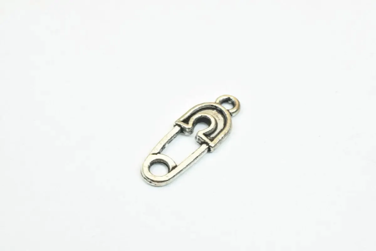 12PCs Safety Pin Pendant Alloy Charm Gold/Antique Green/Antique Silver Beads Size 19x7mm JumpRing 1.5mm Decorative Design Jewelry Making