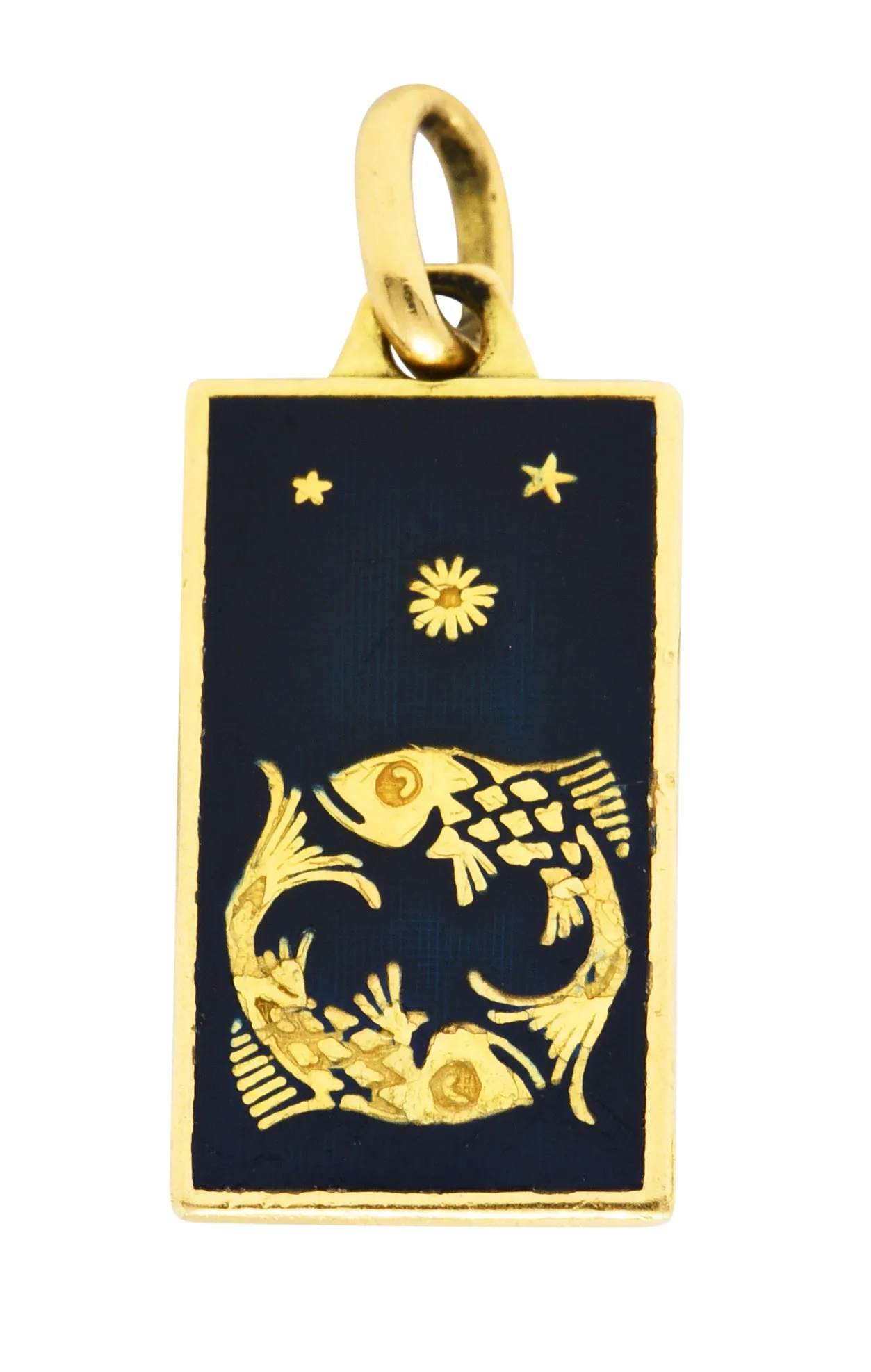 1970's Italian Enamel 18 Karat Gold Pisces Zodiac Charm