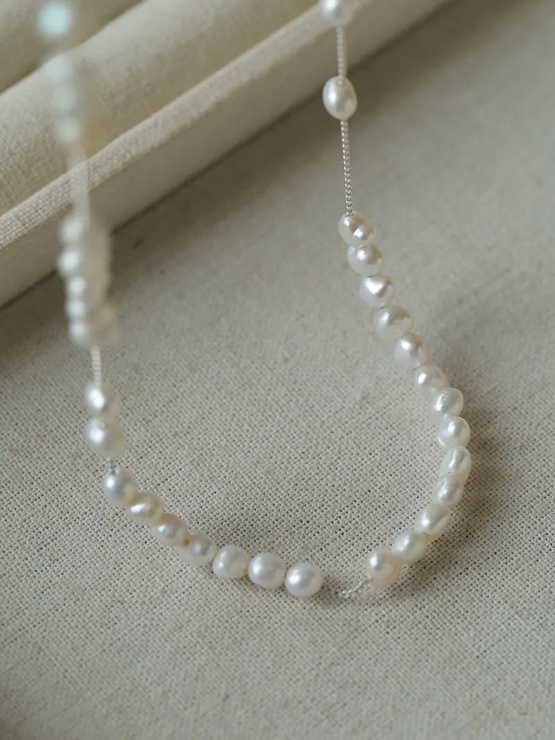 925 Silver Aurora Freshwater Pearl Chain Necklace