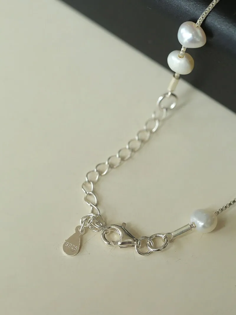 925 Silver Aurora Freshwater Pearl Chain Necklace