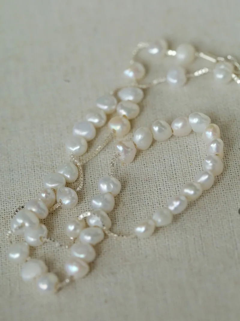 925 Silver Aurora Freshwater Pearl Chain Necklace