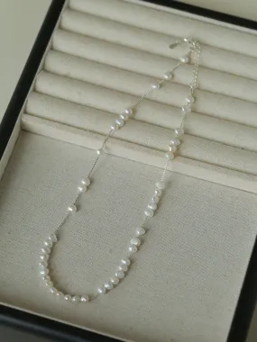 925 Silver Aurora Freshwater Pearl Chain Necklace