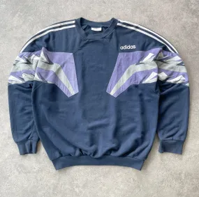 Adidas 1990s colour block embroidered graphic sweatshirt (L)