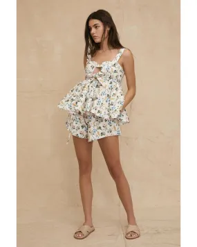 Alina Shaped Hem Botanical Floral Short