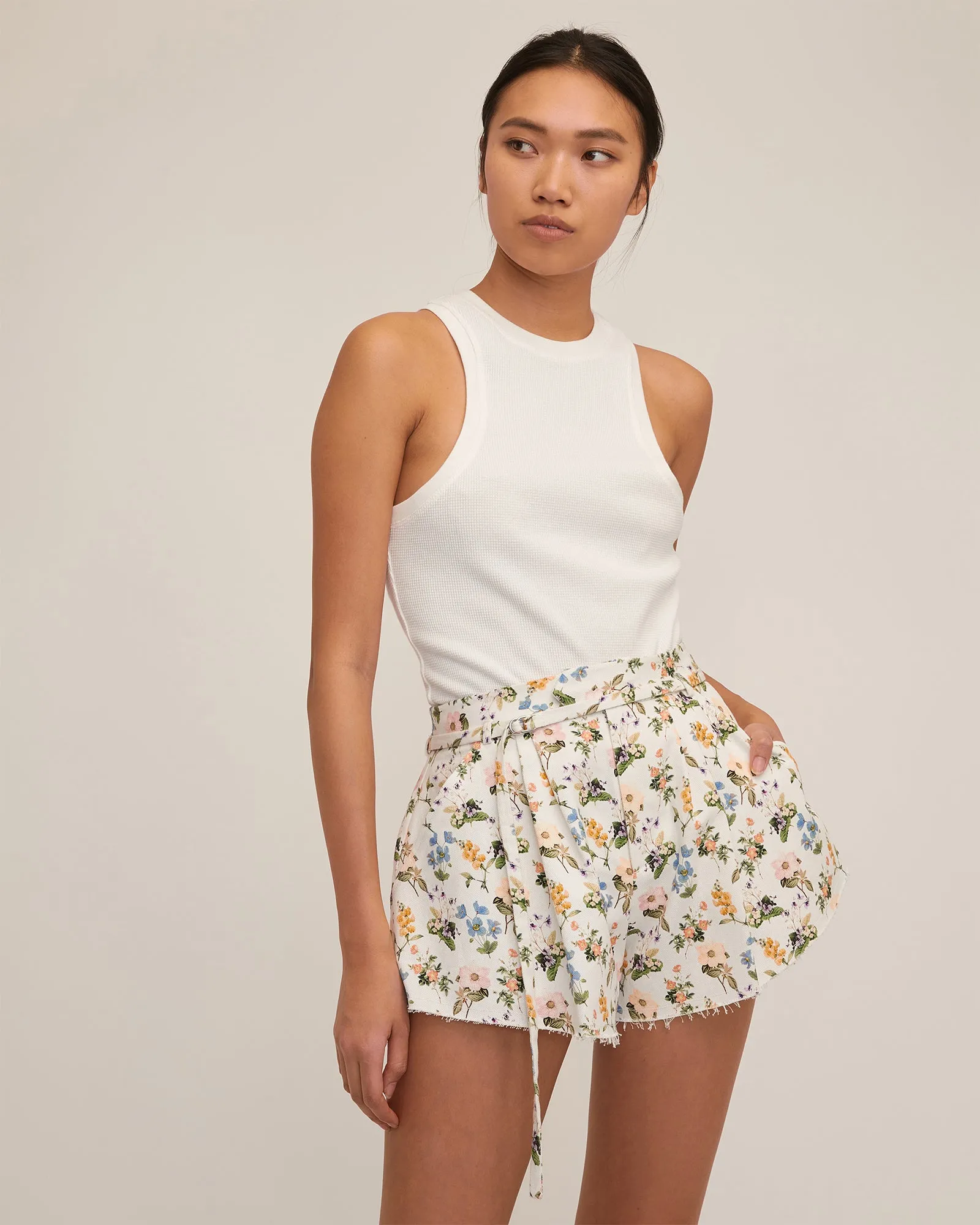 Alina Shaped Hem Botanical Floral Short