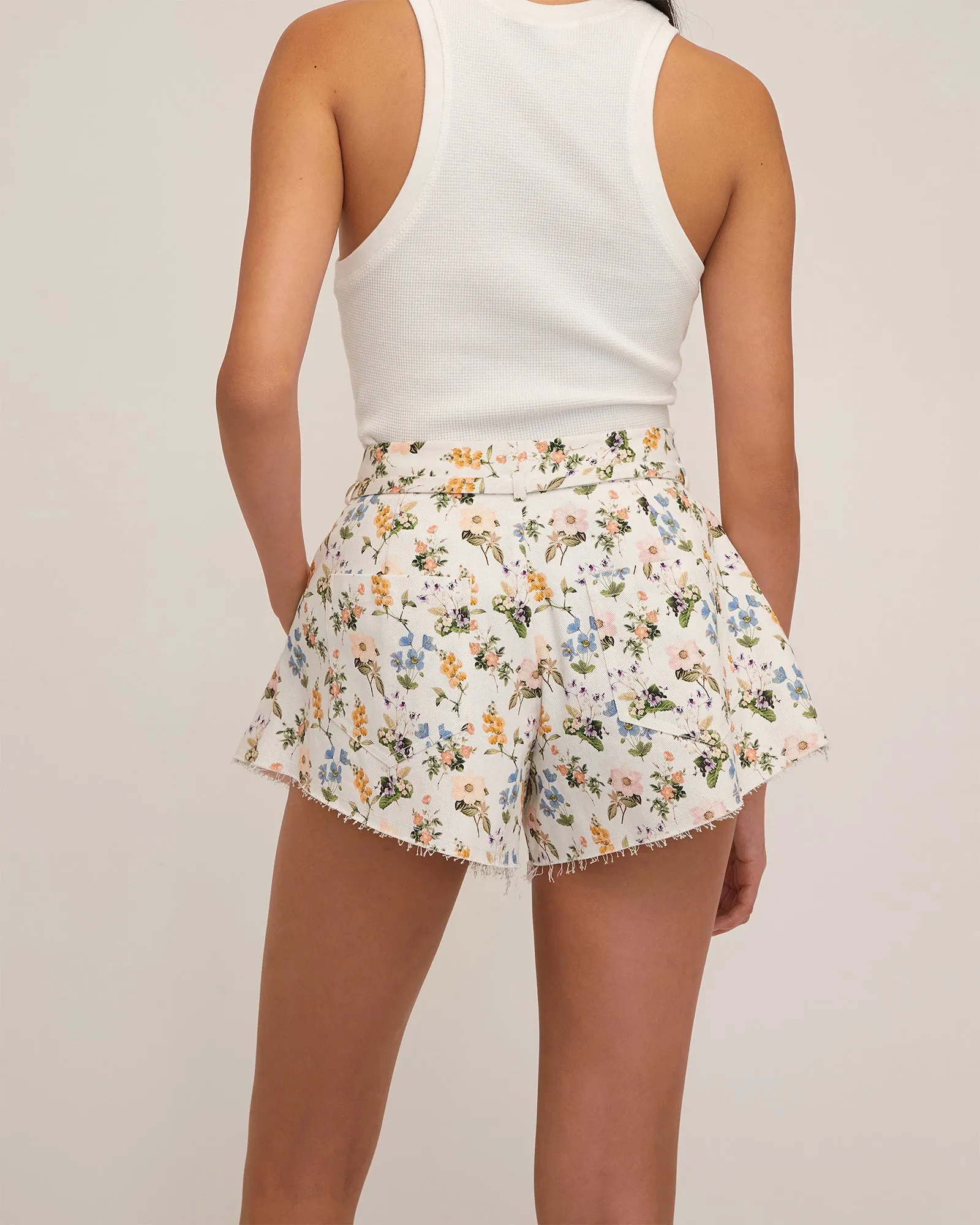 Alina Shaped Hem Botanical Floral Short