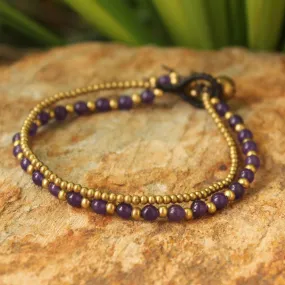 Amethyst & Brass Beaded Bracelet