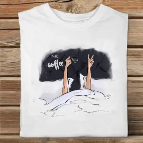 Amy Fashion - Coffee Love Cartoon Printing Clothes Tshirt