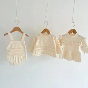 Autumn Sweater Baby Girl Woolen Suspender Romper Top Skirt Wholesale Baby Girl Clothes