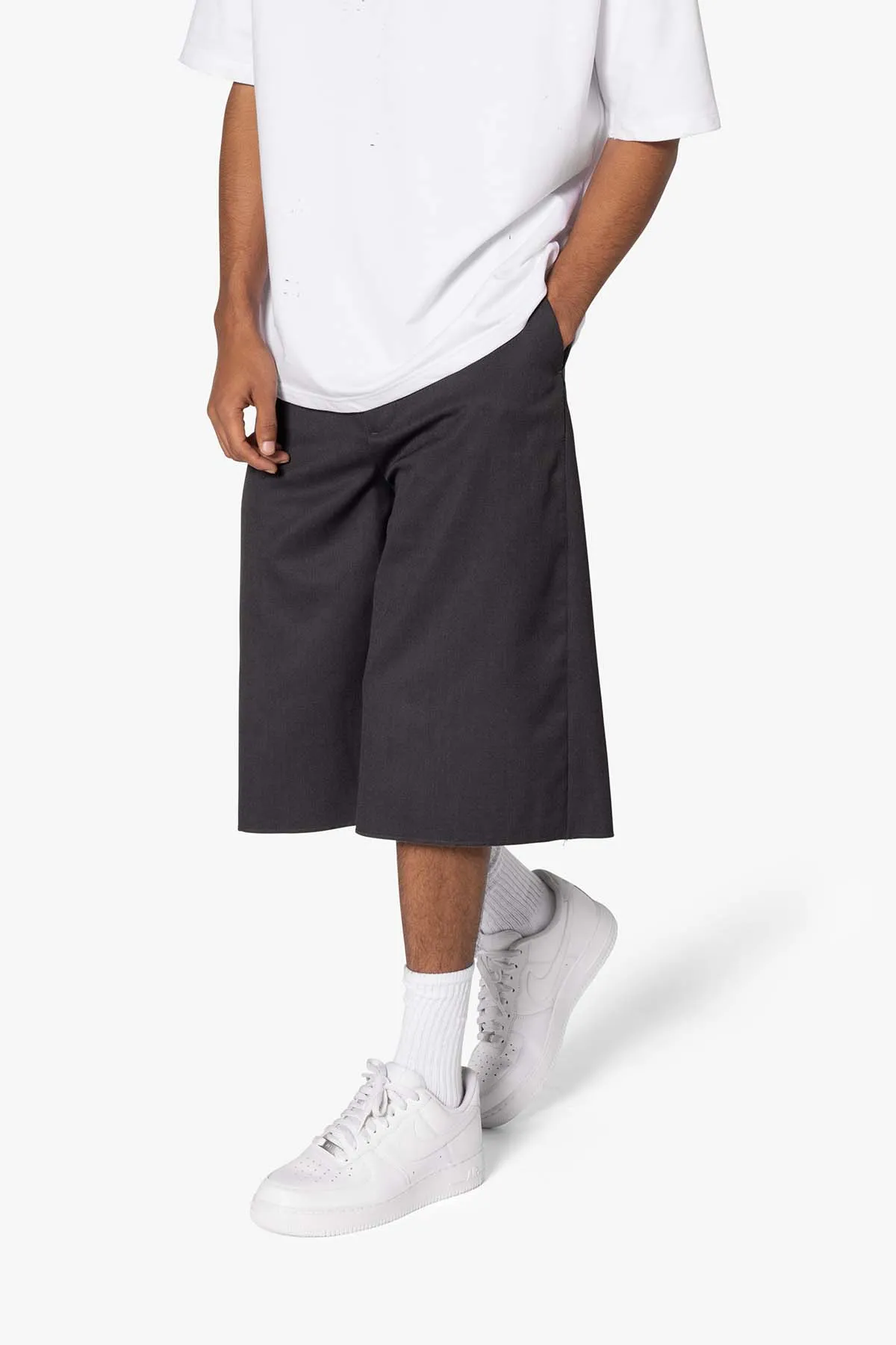 Baggy Pleated Shorts - Grey