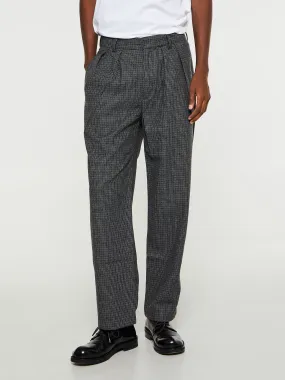 Baggy Pleated Wool Trousers in Shadow