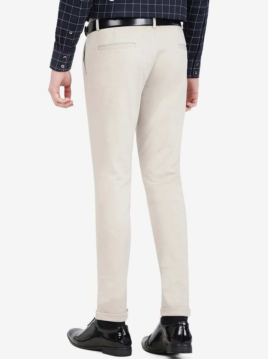 Beige Solid Slim Fit Club Wear Trouser | JB Studio