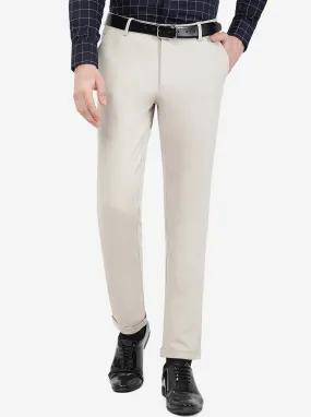 Beige Solid Slim Fit Club Wear Trouser | JB Studio