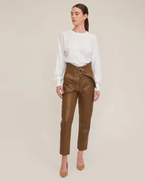 Bennett Patch Pocket Leather Pant in Sandstone