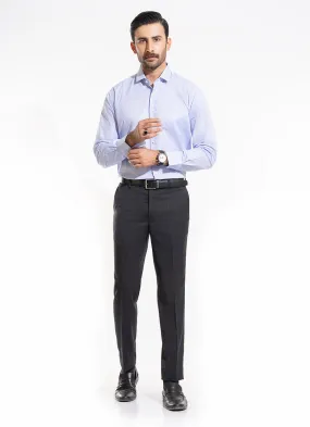 Bird's Eye Textured-Mid Blue, Delta Cotton Rich Formal Shirt