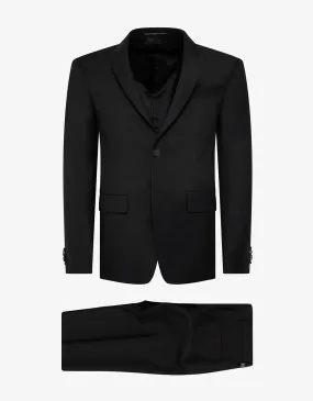 Black Single-Breasted Wool-Blend Suit