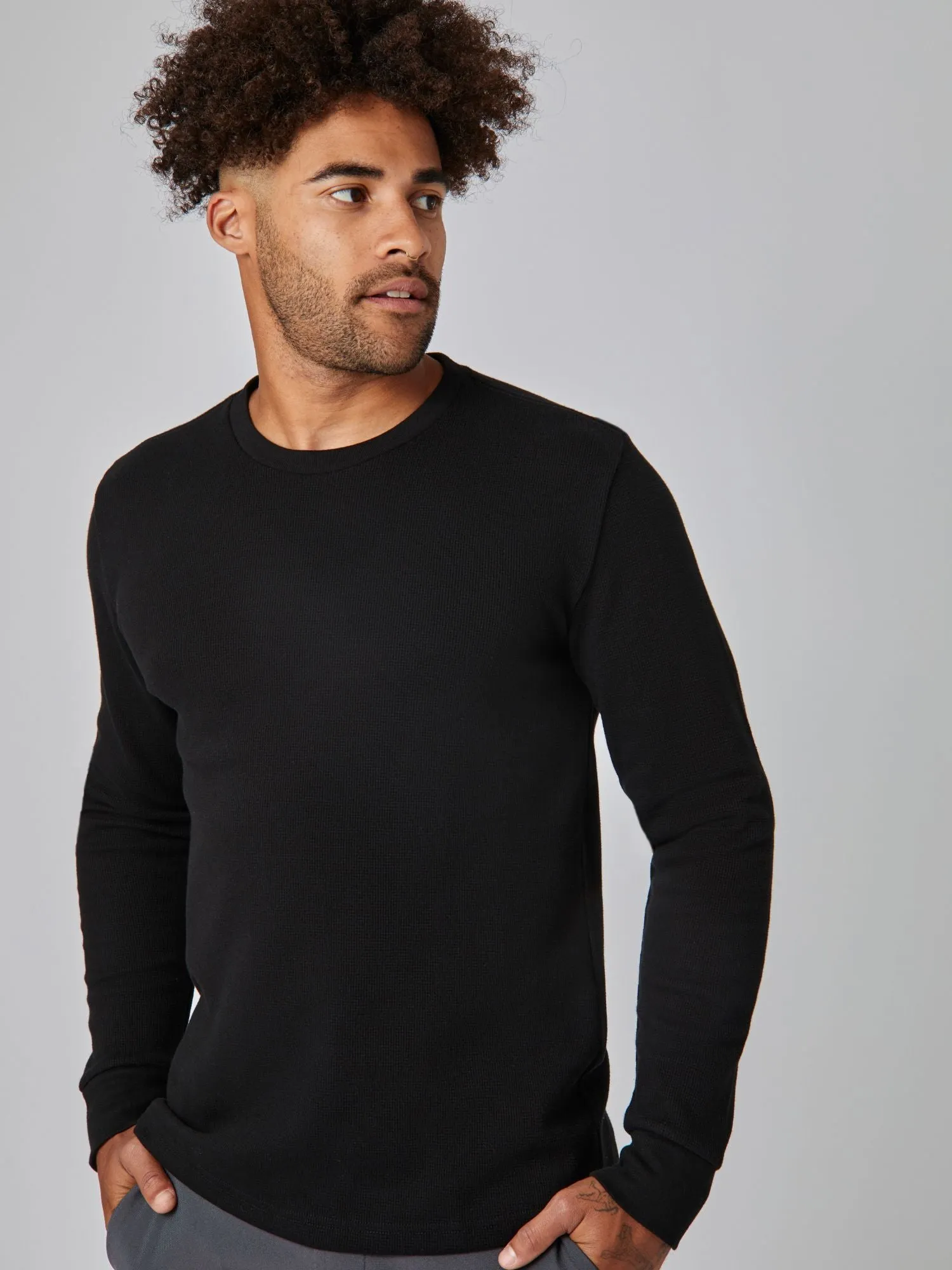 Black Thermal Long Sleeve Crew