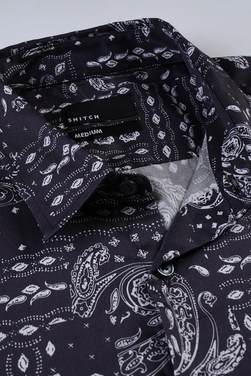 Block Paisley Bandana Black Shirt