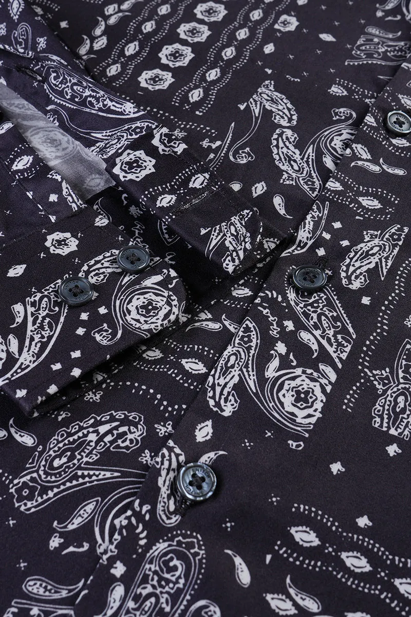 Block Paisley Bandana Black Shirt