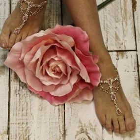 BRIDE  wedding  barefoot sandals - pink  gold