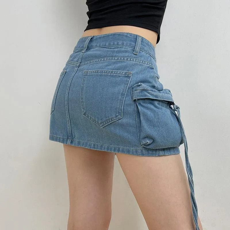 Cargo Denim Mini Skirt