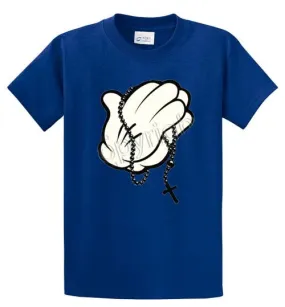 Cartoon Hands Praying Printed Tee Shirt