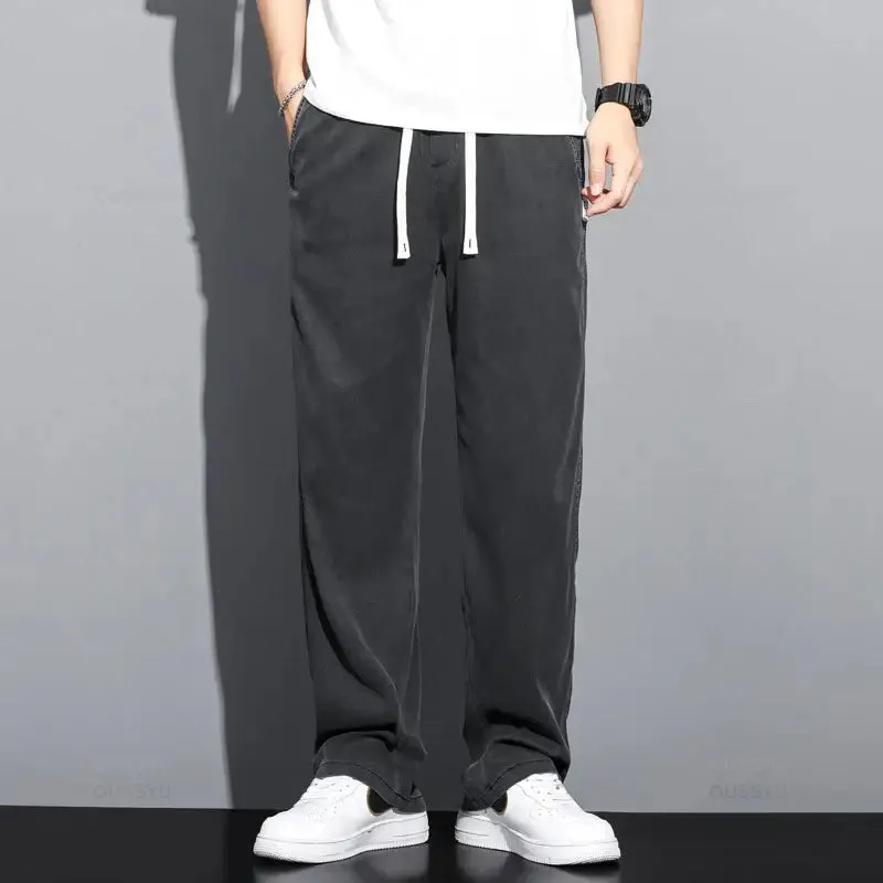 Casual Drawstring Men's Light Jeans Trousers