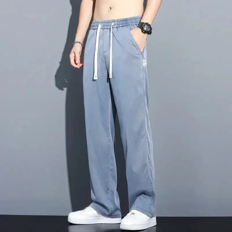 Casual Drawstring Men's Light Jeans Trousers