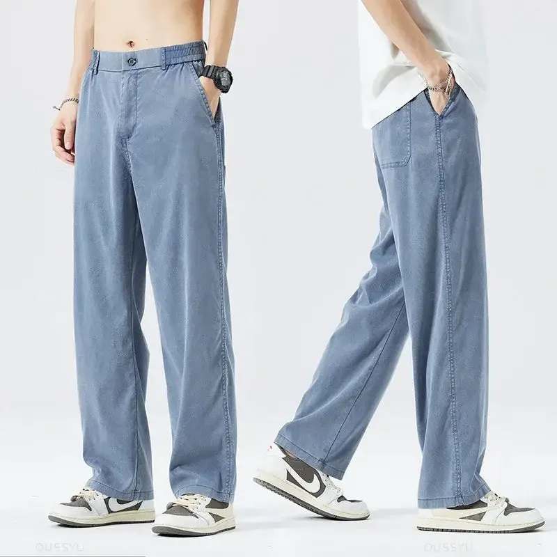 Casual Drawstring Men's Light Jeans Trousers