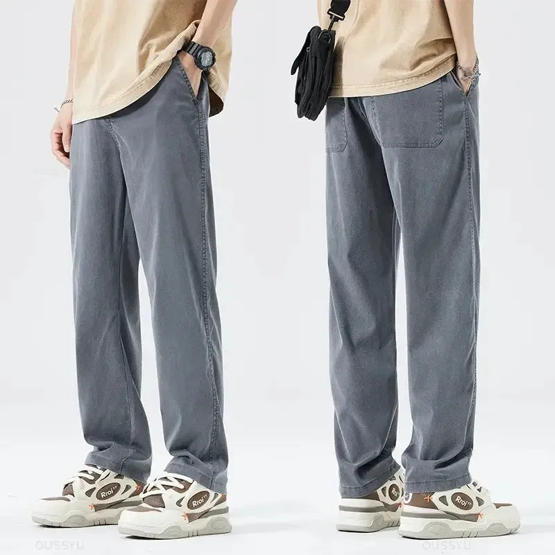 Casual Drawstring Men's Light Jeans Trousers