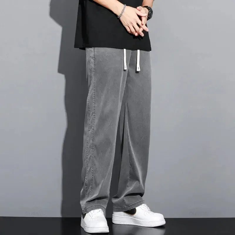 Casual Drawstring Men's Light Jeans Trousers