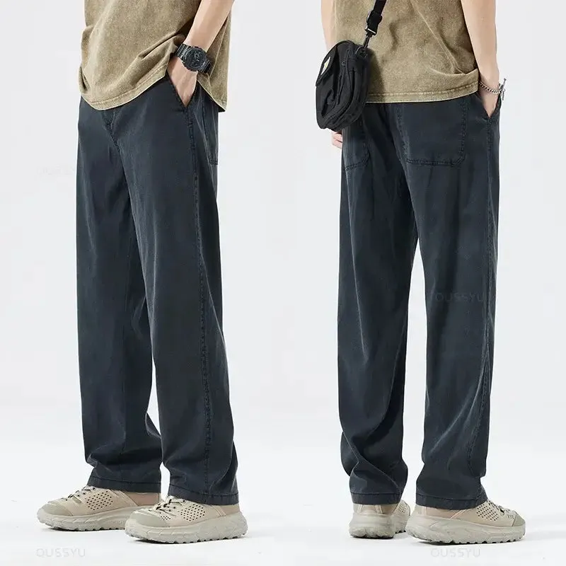 Casual Drawstring Men's Light Jeans Trousers