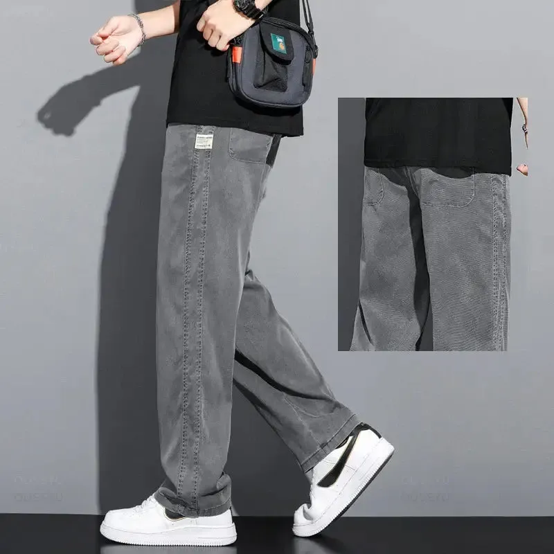 Casual Drawstring Men's Light Jeans Trousers