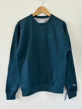 Champion Men's Powerblend Fleece Crew C Logo Metallic Teal S0888 407D55 2AG