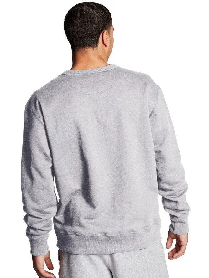 Champion Men's Powerblend Fleece Crew Script Logo Oxford Gray GF88H Y08160 1IC