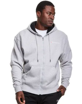 Champion Men's Powerblend Fleece Full Zip Hoodie Script Logo Oxford Gray GF91H Y08160 1IC