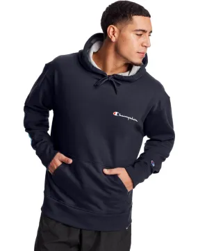 Champion Men's Powerblend Fleece Hoodie Script Logo Navy GF89H Y08160 NYC