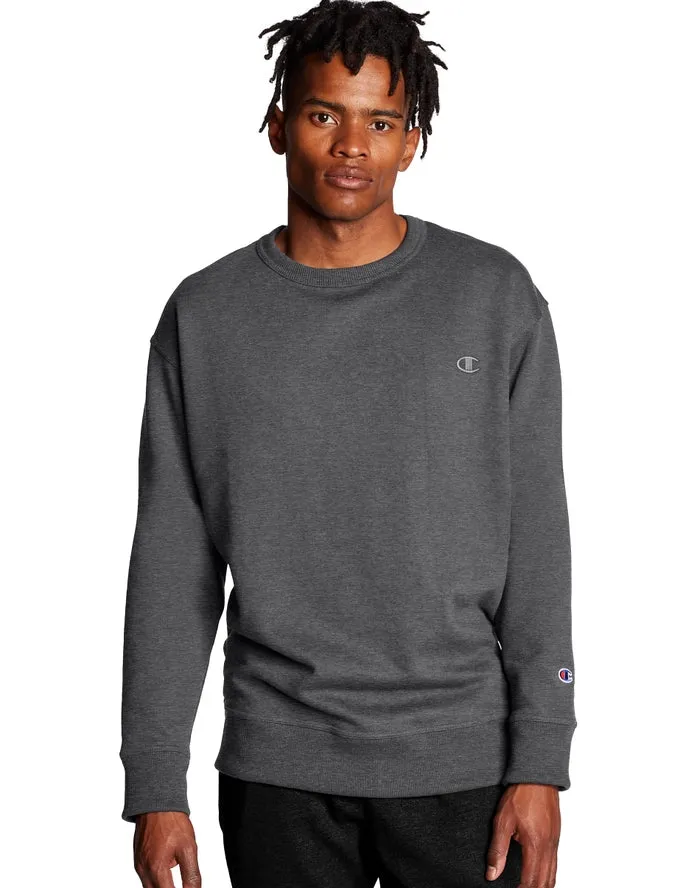 Champion Men's Powerblend Fleece Pullover Crew C Logo Granite Heather S0888 407D55 G61